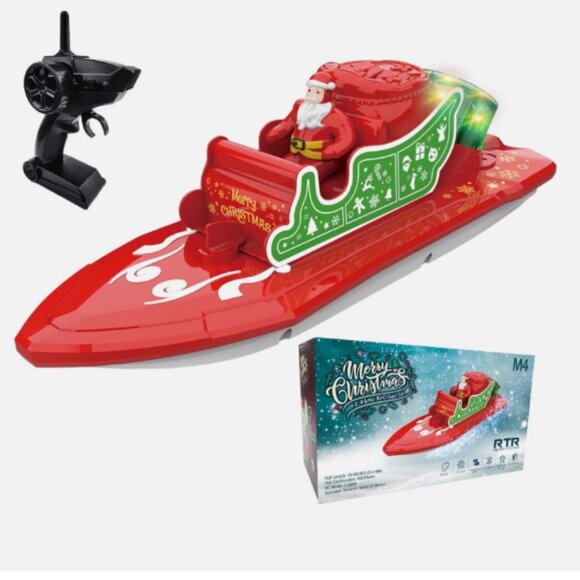 NEW Santa Remote Control Boat for Pools & Lakes with Dual Motors/RED - Picture 1 of 8
